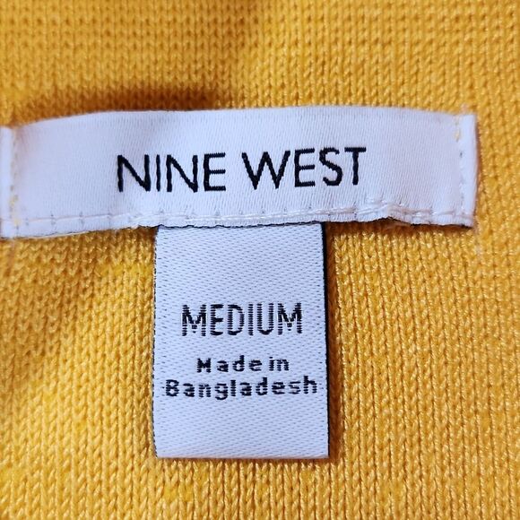 ☔️🔺️Nine West Yellow & White Striped Stretch Fitted Sleeveless Top Medium - Picture 7 of 9